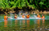 Bamboo Rafting Along Nature River