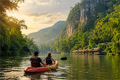 Kayaking Along River Kwai Noi