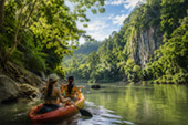 Kayaking Along River Kwai Noi